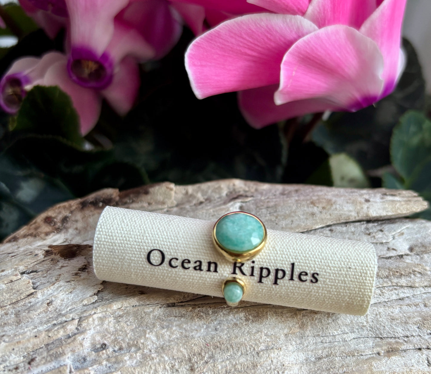 18ct Gold Plated Open Top Natural Stone Ring - Available in Two Options