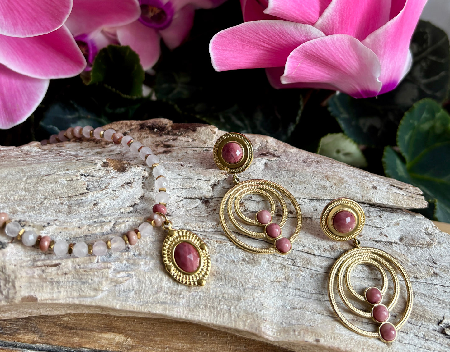 18ct Gold Plated Rose Quartz Beads Necklace