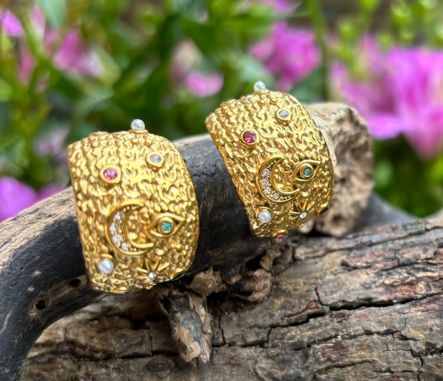 18ct Gold Plated Cubic Zirconia Evil Eye Hoop Earrings