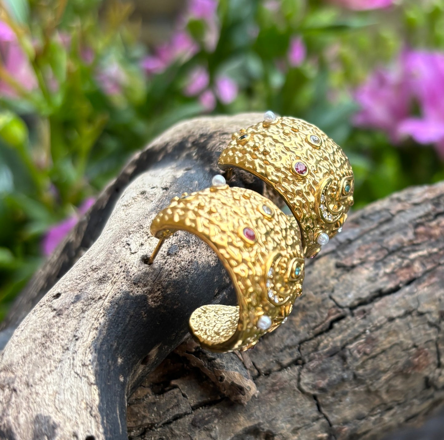18ct Gold Plated Cubic Zirconia Evil Eye Hoop Earrings