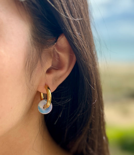 18ct Gold Plated Gemstone Doughnut Hoop Earrings