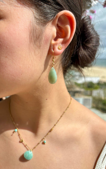 18ct Gold Plated Gemstone Drop Earrings