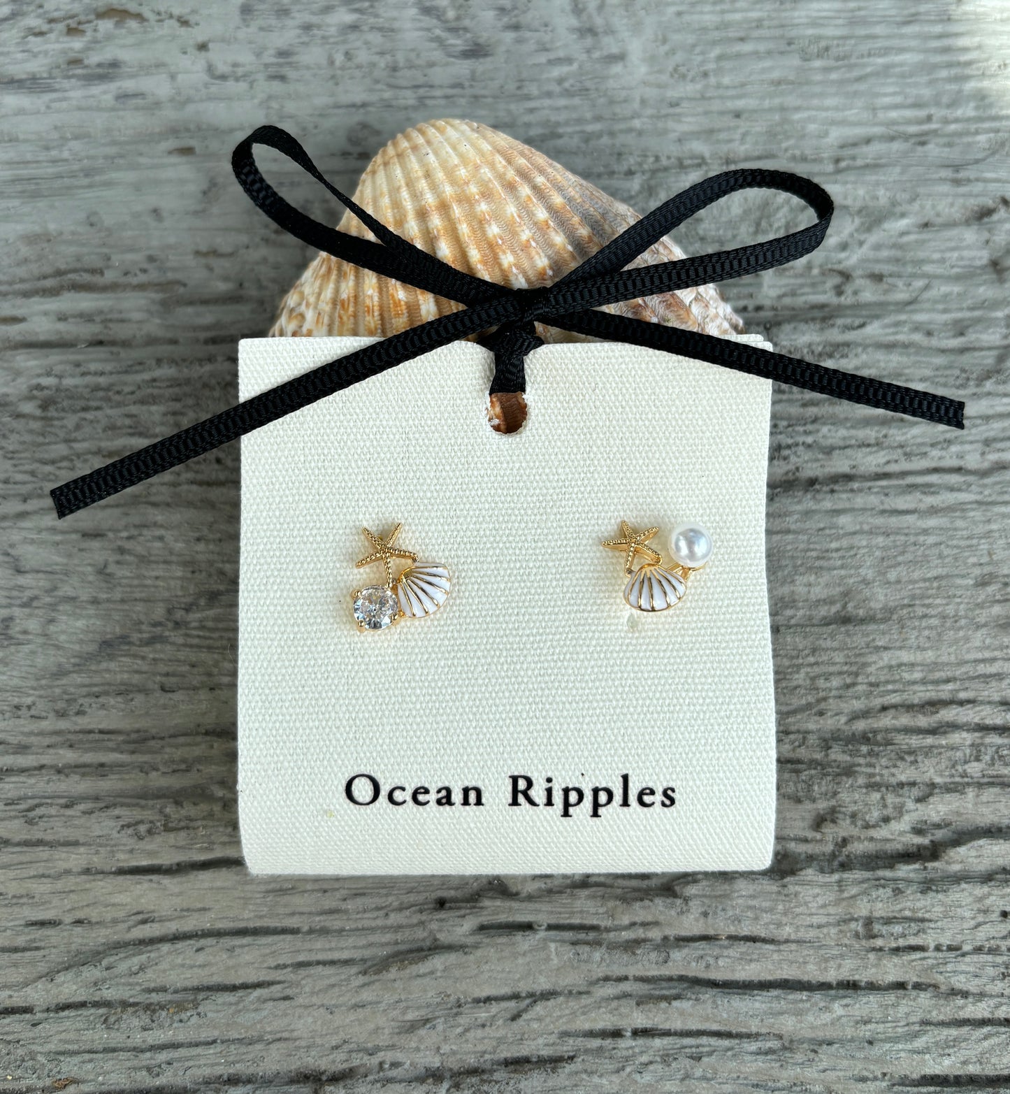 14ct Gold Plated Mismatched Starfish Stud Earrings