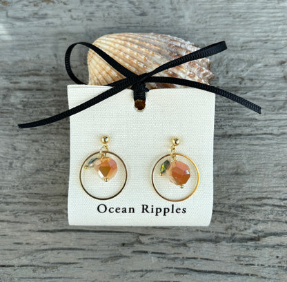 14ct Gold Plated Amber Glass Crystal Hoop Earrings