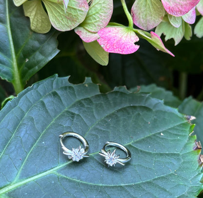 925 Sterling Silver Cubic Zirconia Star Huggie Earrings