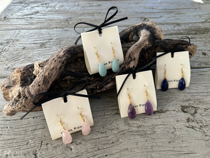 18ct Gold Plated Gemstone Drop Earrings