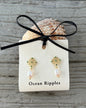 14ct Gold Plated Fresh Water Pearl Green Filigree Earrings
