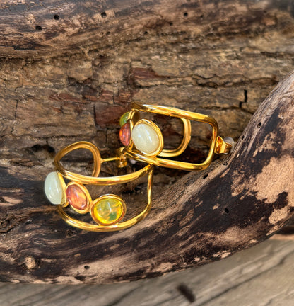 18ct Gold Plated Glass Beads Cradle Earrings