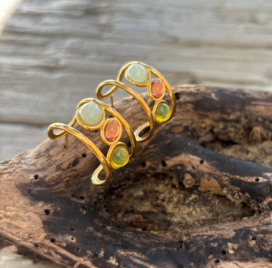 18ct Gold Plated Glass Beads Cradle Earrings