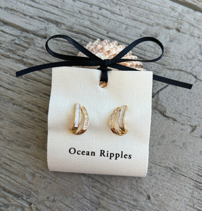 14ct Gold Plated Cubic Zirconia Crossover Earrings