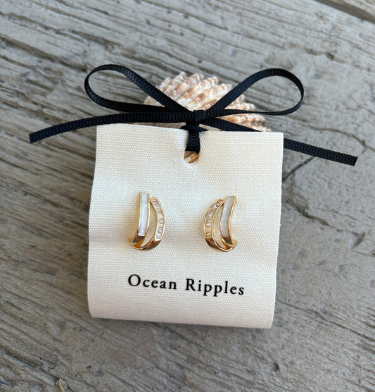 14ct Gold Plated Cubic Zirconia Crossover Earrings