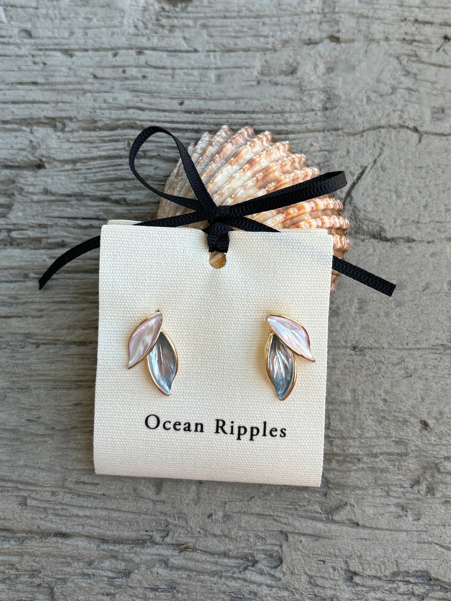 14ct Gold Plated Oil Drip Leaf Earrings