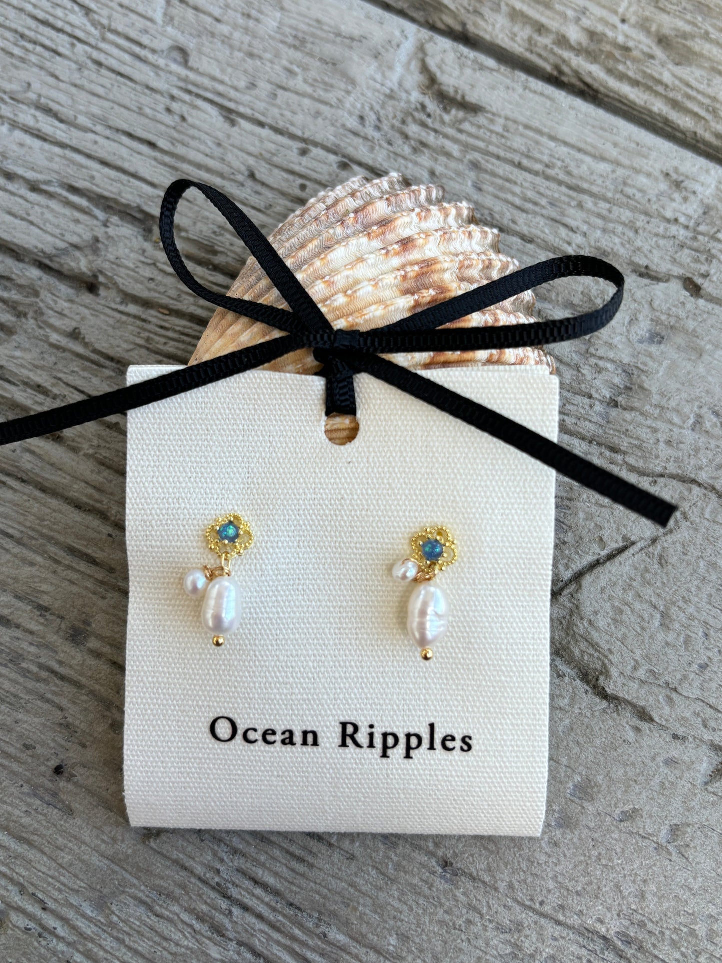 14ct Gold Plated Double Fresh Water Pearl Drop Earrings