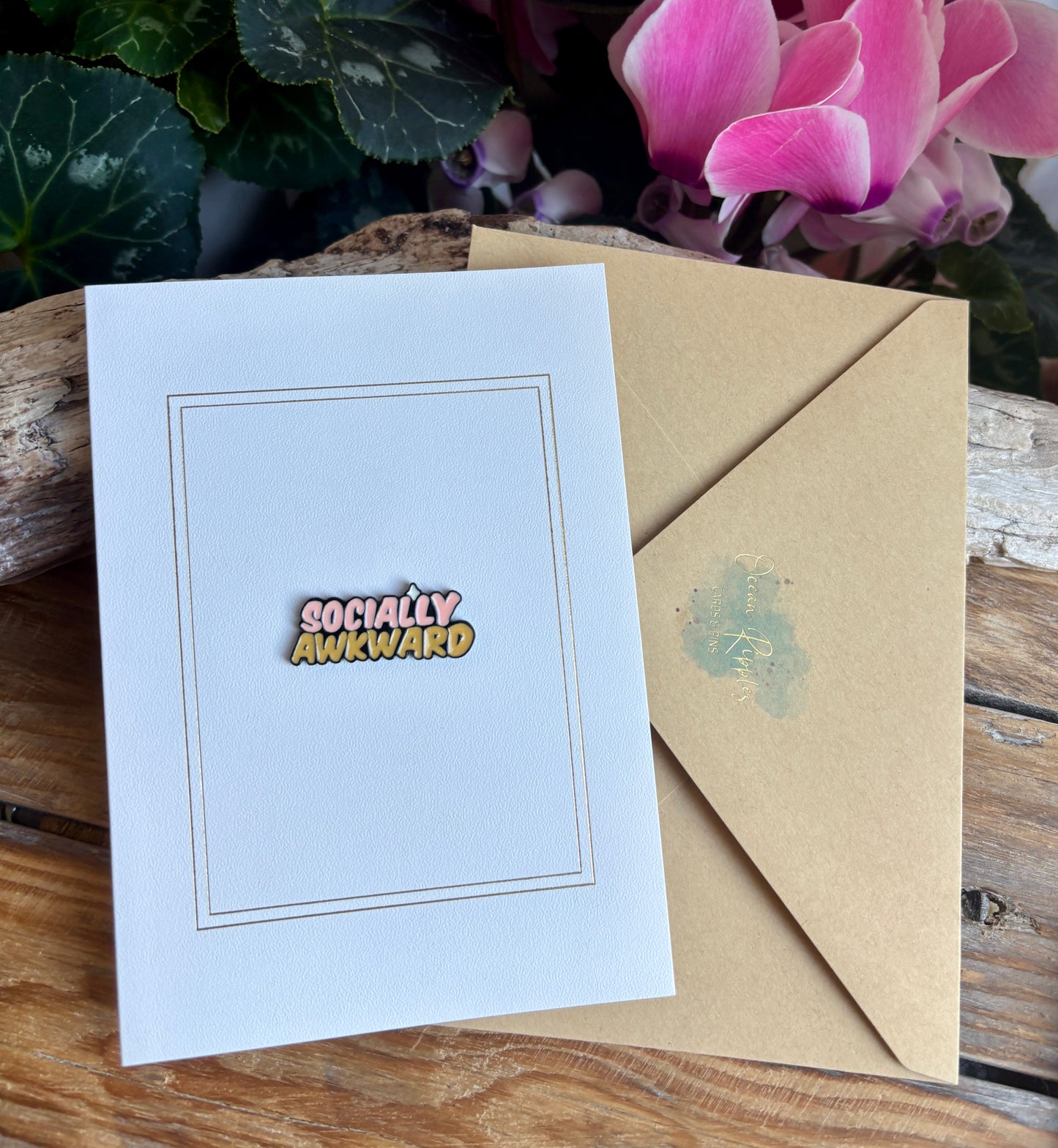 Socially Awkward Pin Badge Card