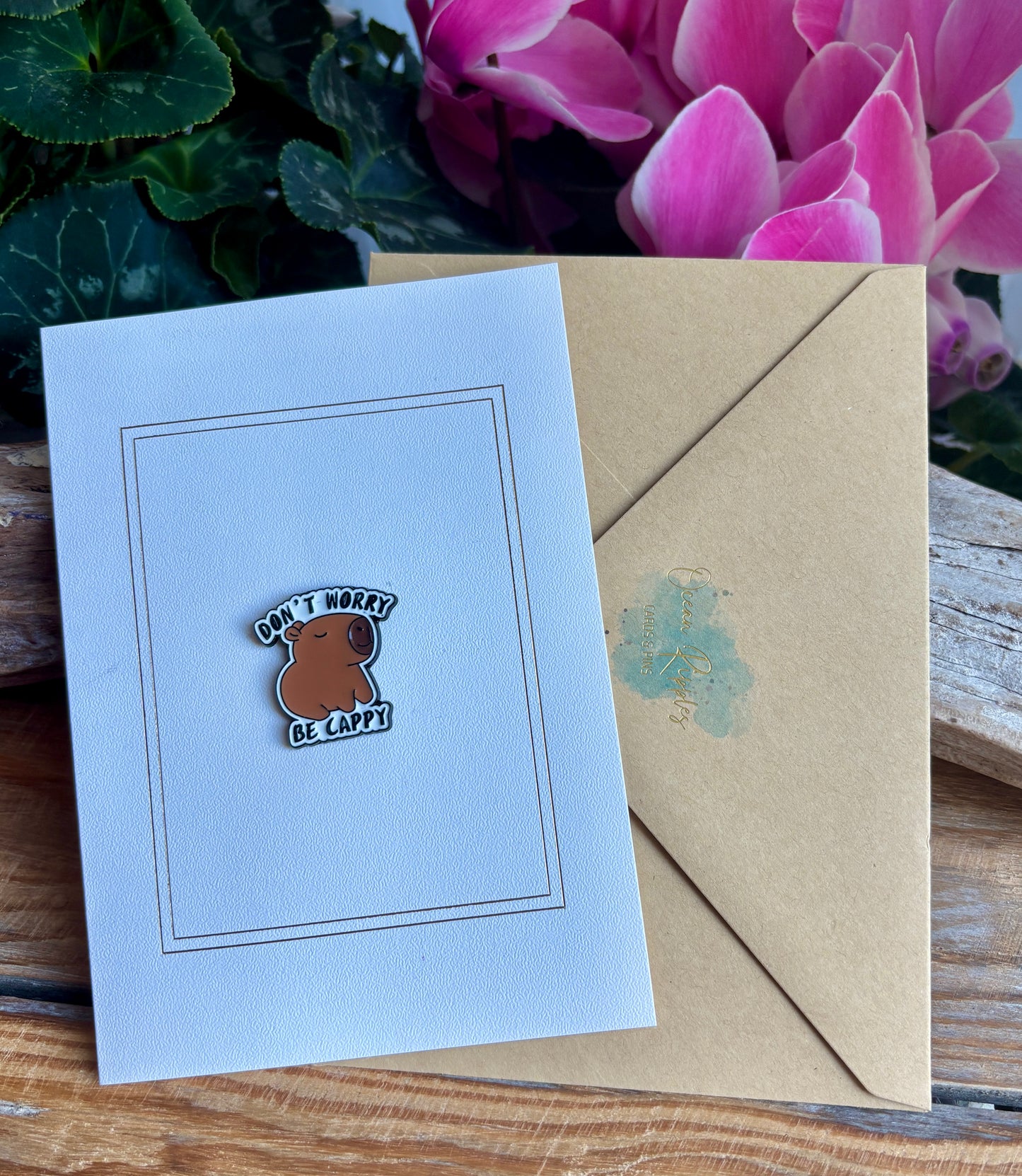 Don't Worry Be Cappy Pin Badge Card