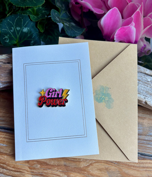 Girl Power Pin Badge Card