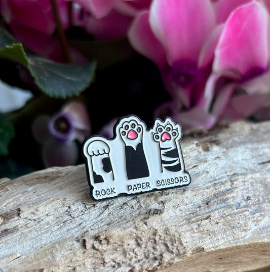 Rock Paper Scissors Pin Badge Card