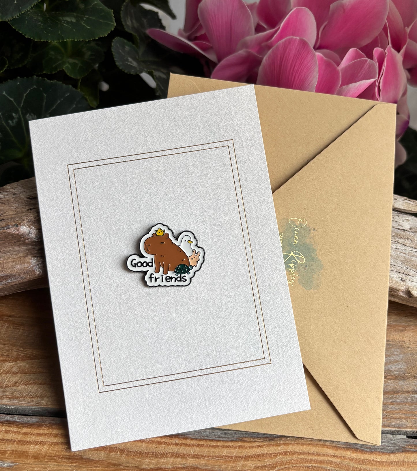Good Friends Pin Badge Card