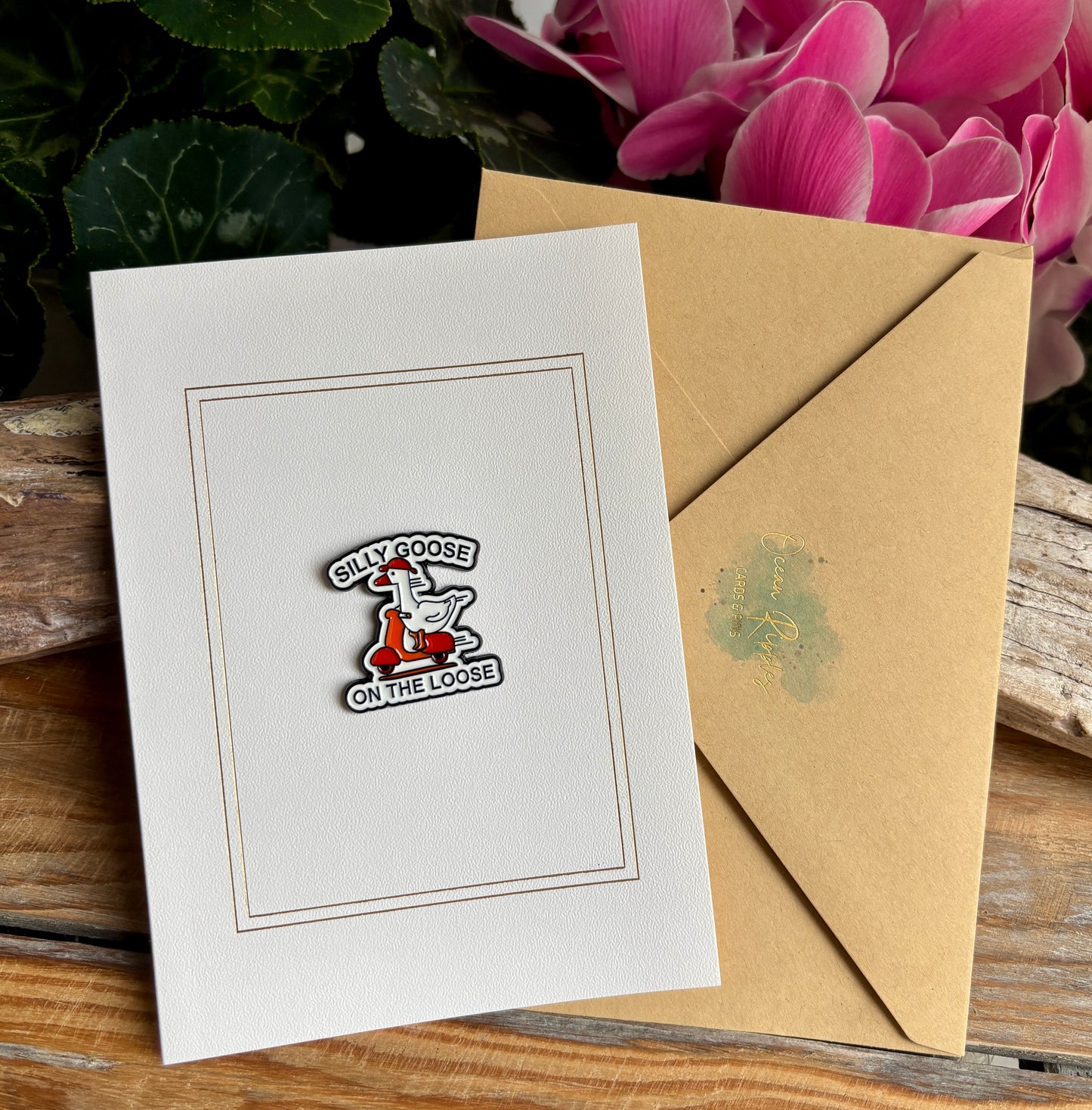 Silly Goose On The Loose Pin Badge Card