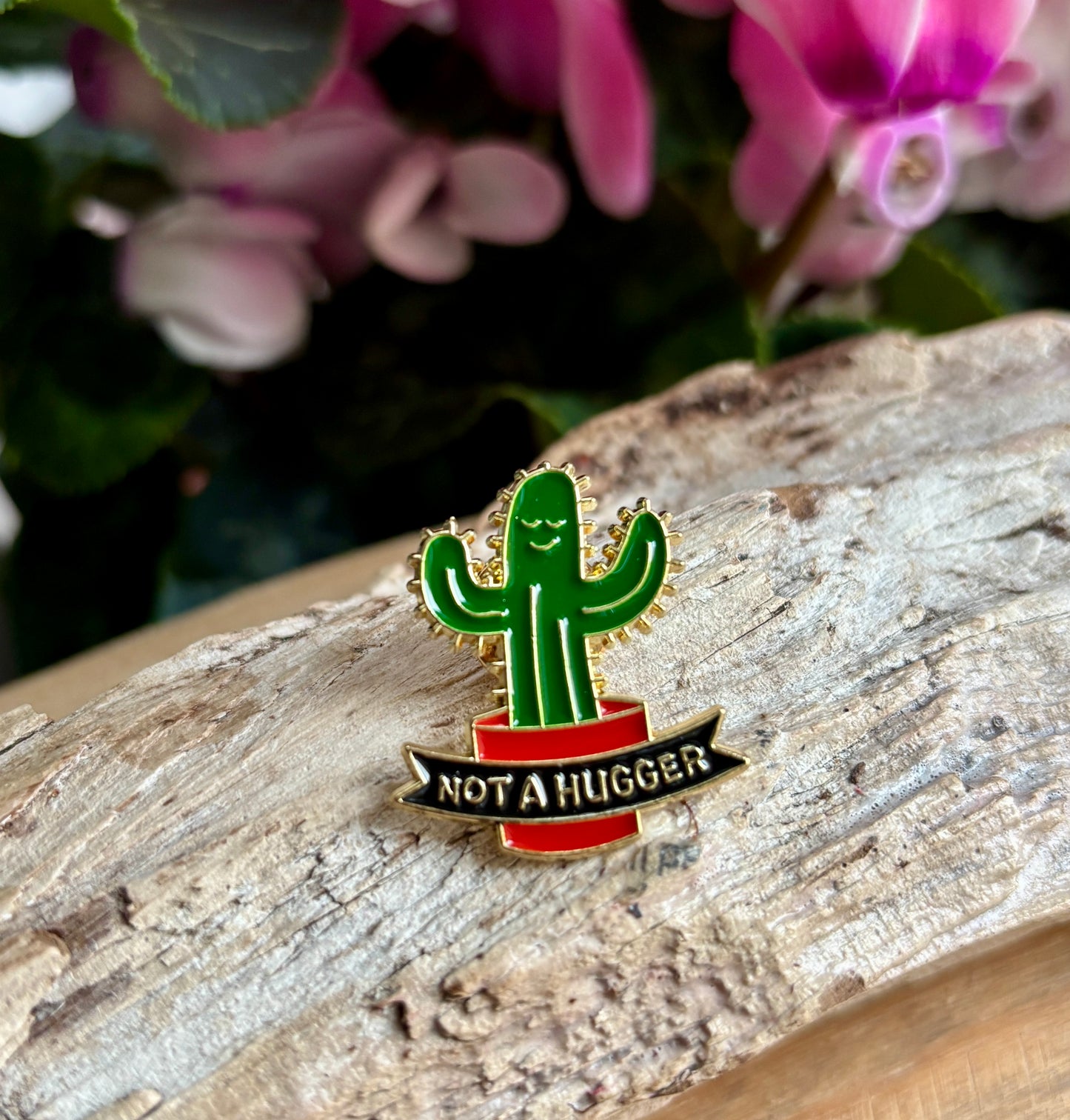 Not a Hugger Pin Badge Card
