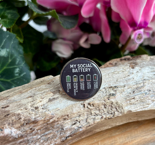 My Social Battery Pin Badge Card
