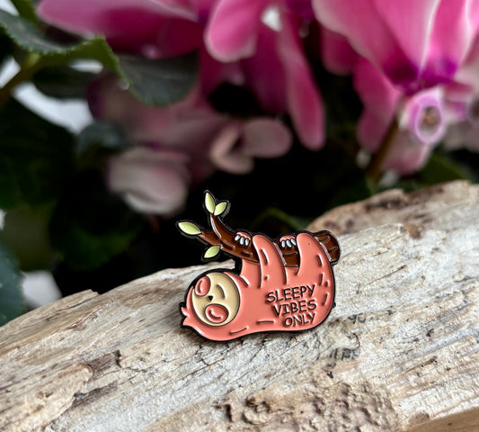 Sleepy Vibes Only Pin Badge Card