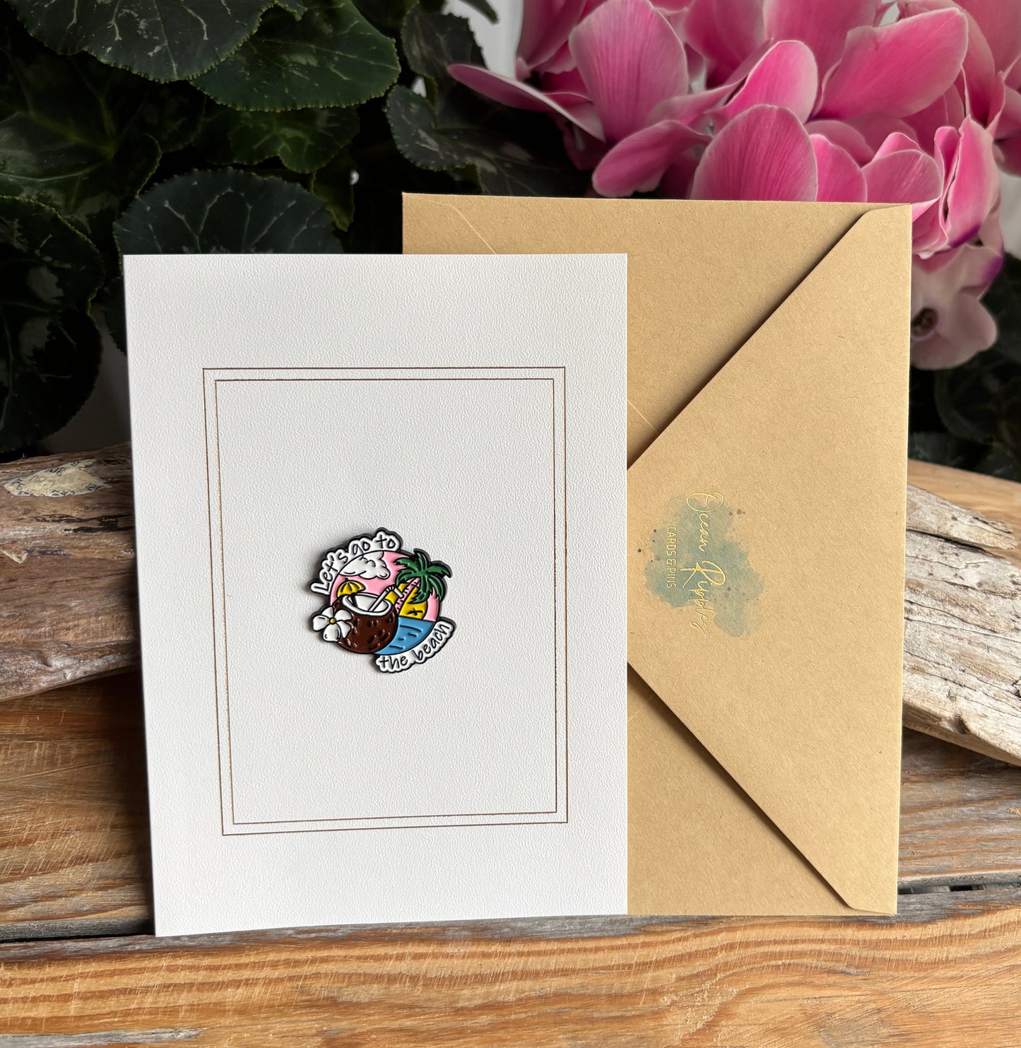 Let's Go To The Beach Pin Badge Card