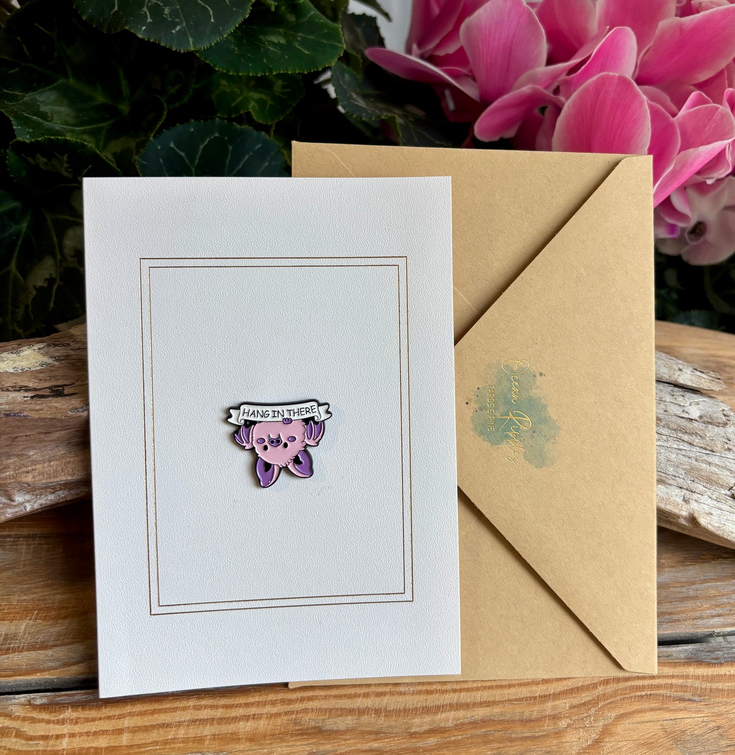 Hang In There Pin Badge Card