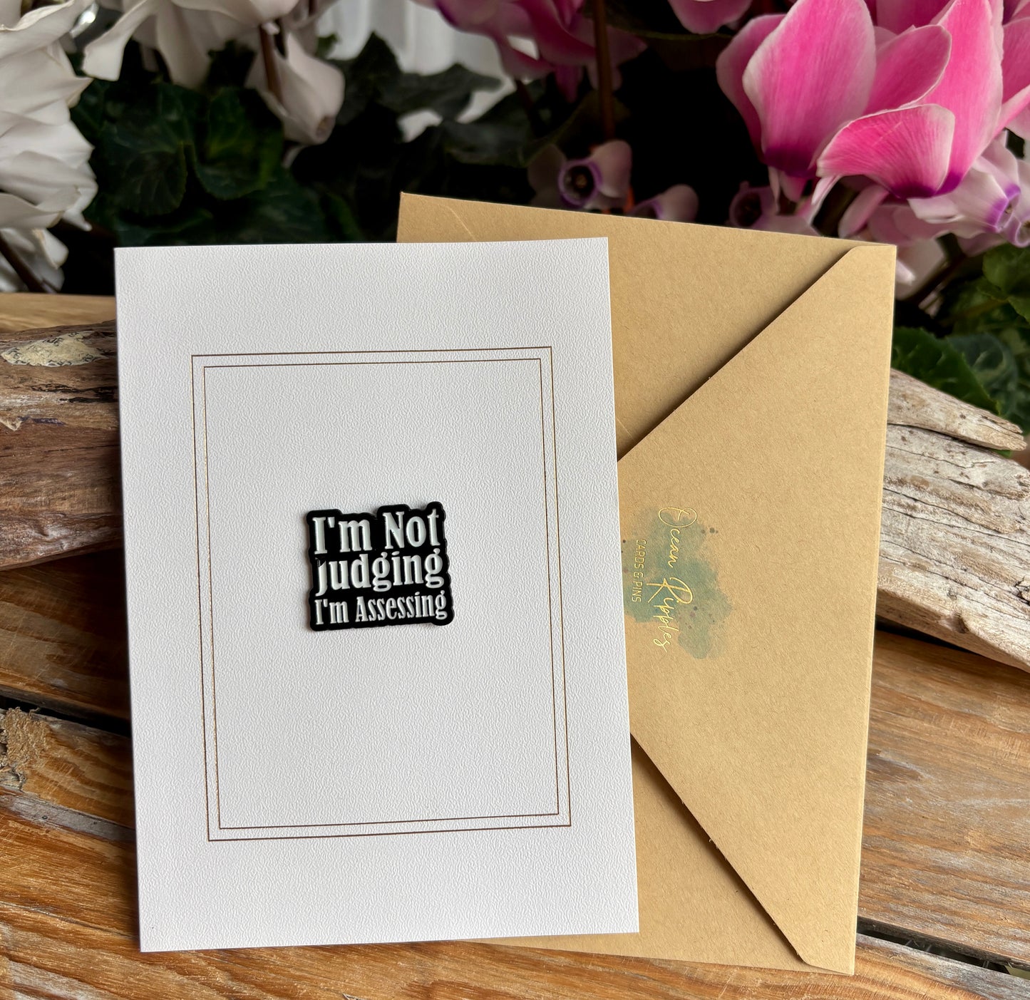 I Work Hard... Pin Badge Card