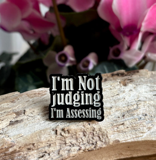 I'm Not Judging... Pin Badge Card