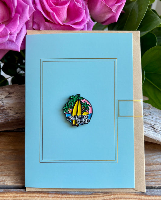 Born to Surf Pin Badge Card