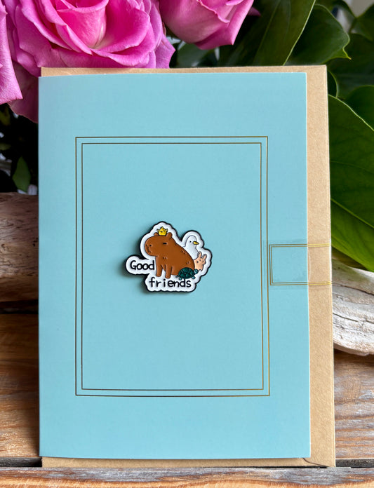 Good Friends Pin Badge Card