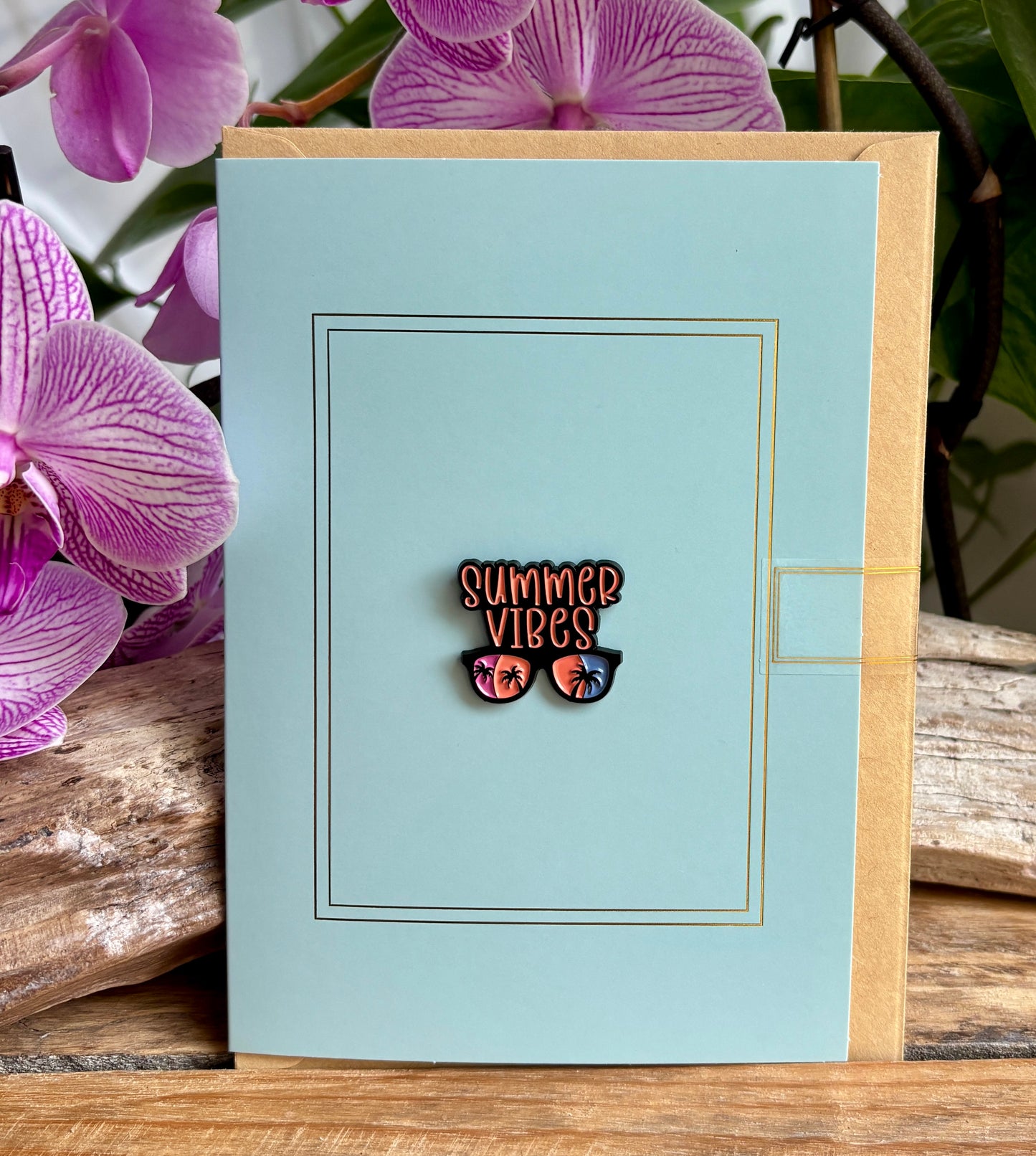 Summer Vibes Pin Badge Card
