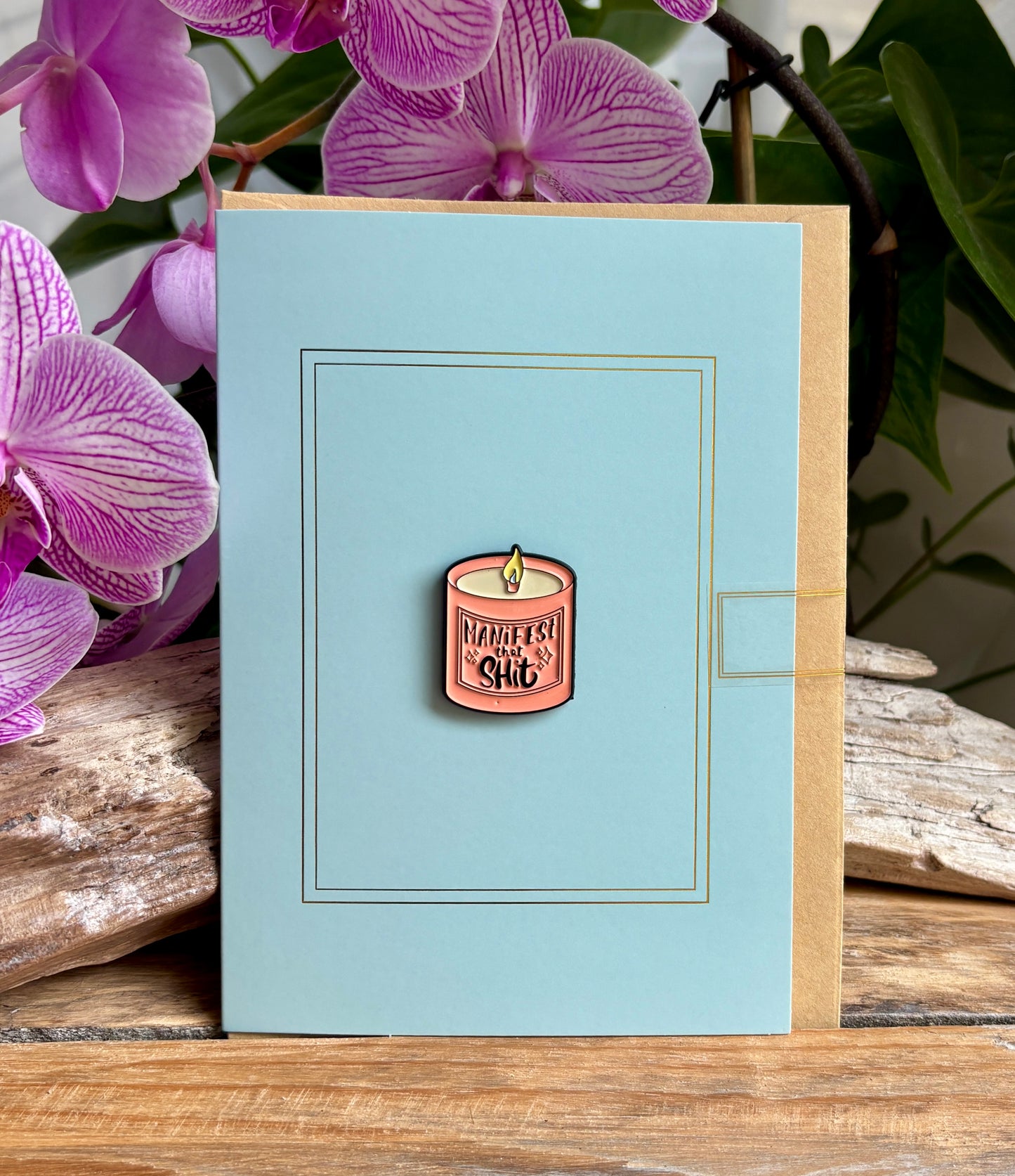 Manifest That Shit Pin Badge Card