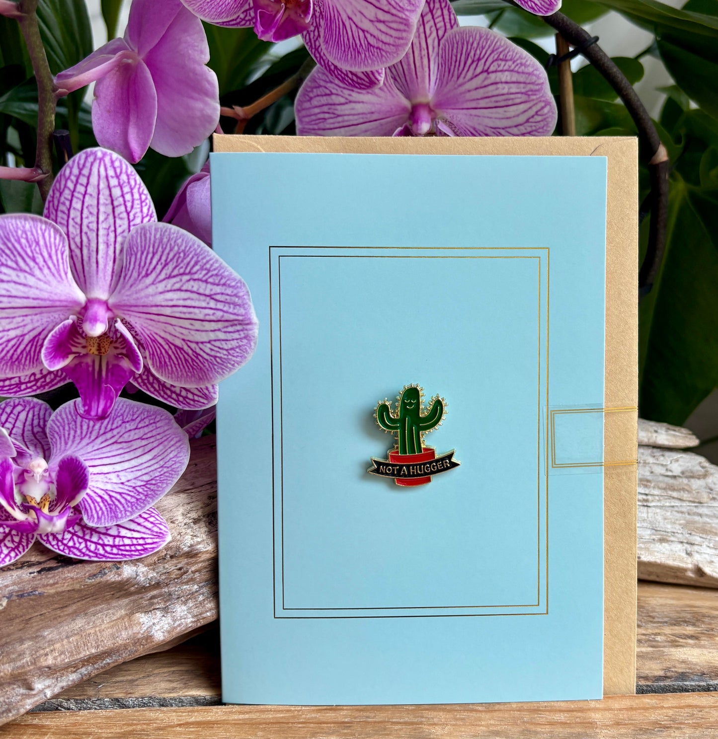 Not a Hugger Pin Badge Card