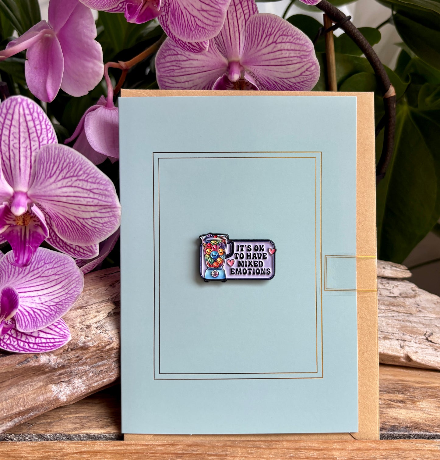It's Ok to Have Mixed Emotions Pin Badge Card