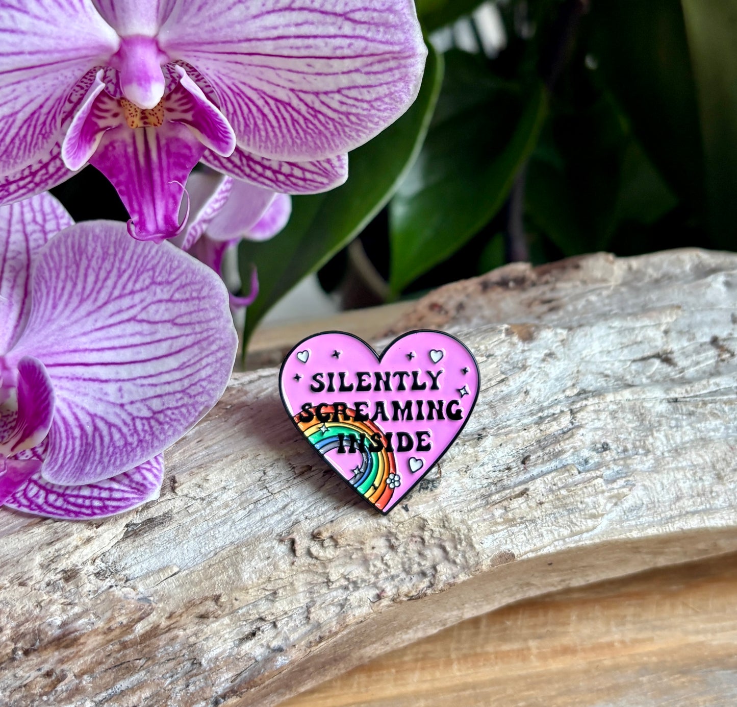 Silently Screaming Inside Pin Badge Card