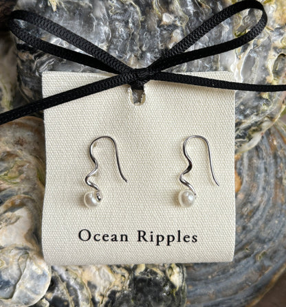 925 Sterling Silver Fresh Water Pearl Spiral Earrings