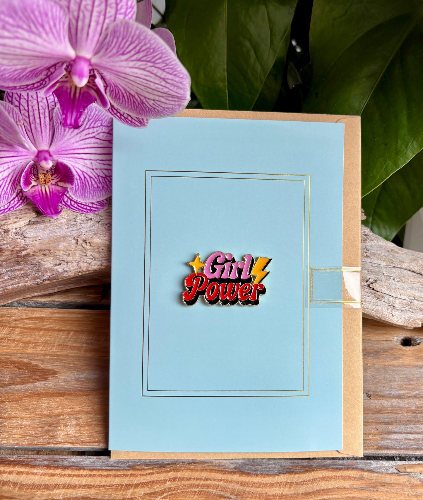 Girl Power Pin Badge Card