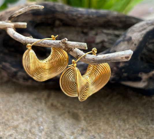 18ct Gold Plated Saddle Hoop Earrings 