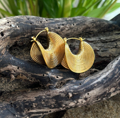18ct Gold Plated Saddle Hoop Earrings 