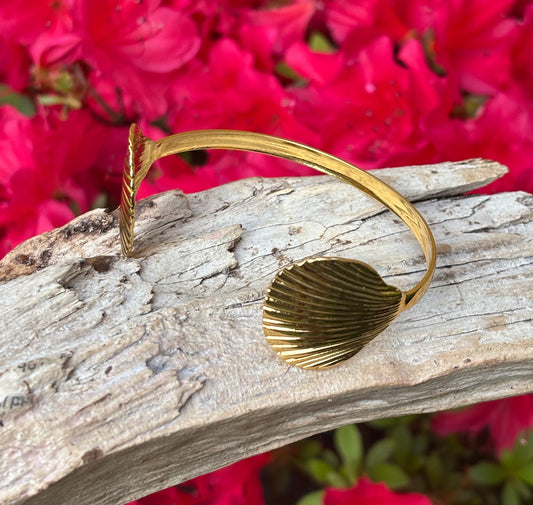 18ct Gold Plated Adjustable Sea Shell Bangle