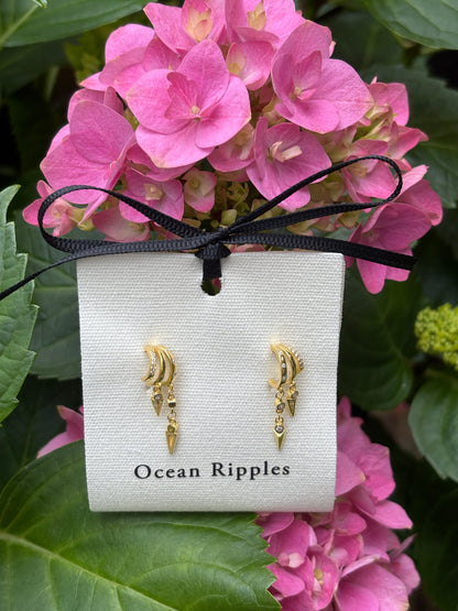 18ct Gold Plated Vermeil Triple Hoop Dangle Earrings
