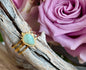 18ct Gold Plated Amazonite Drop Triple Band Ring    