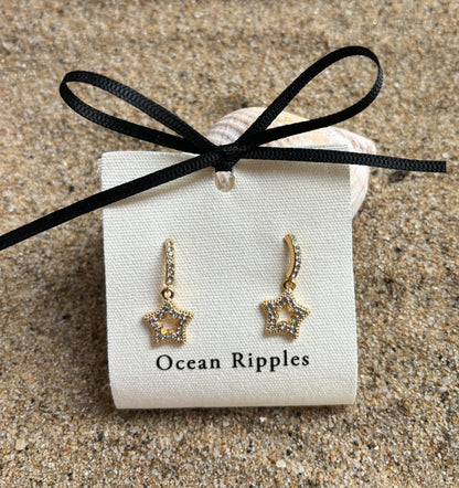 18ct Gold Plated Cubic Zirconia Star Earrings