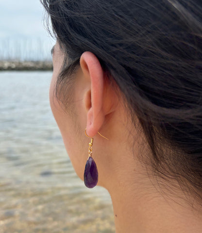 18ct Gold Plated Gemstone Drop Earrings