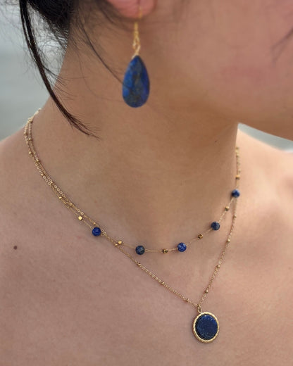 18ct Gold Plated Lapis Lazuli Layered Necklaces 