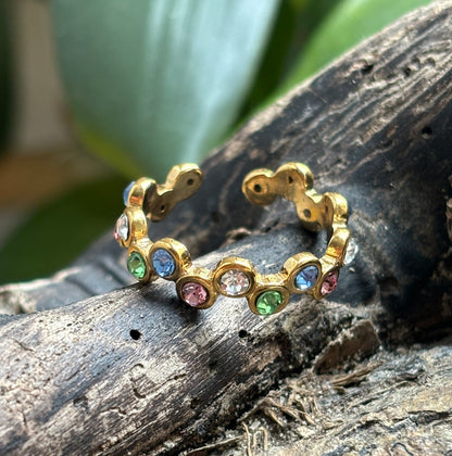 18ct Gold Plated Cubic Zirconia Stackable Ring - Available In Silver