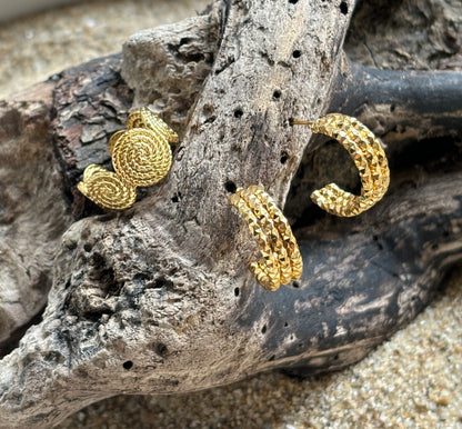 18ct Gold Plated Adjustable Textured Spiral Ring