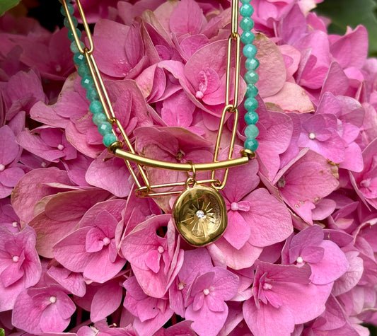 18ct Gold Plated Aventurine Double Chain Bracelet